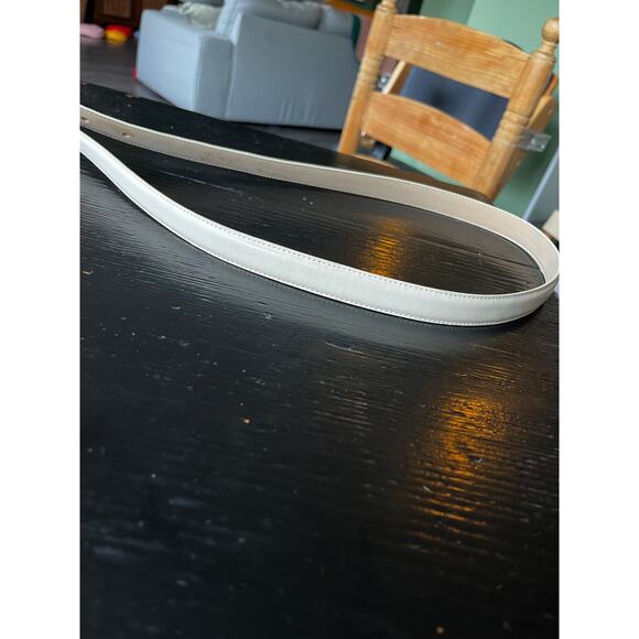 Vintage 80s White and Gold Thin Leather Belt Size XL - Picture 4 of 8